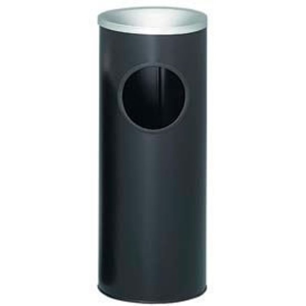 Wittco Steel Ash And Trash Urn 3 Gallon Black With Aluminum Top 10" Dia. x 25"H 3000BK 3000BK